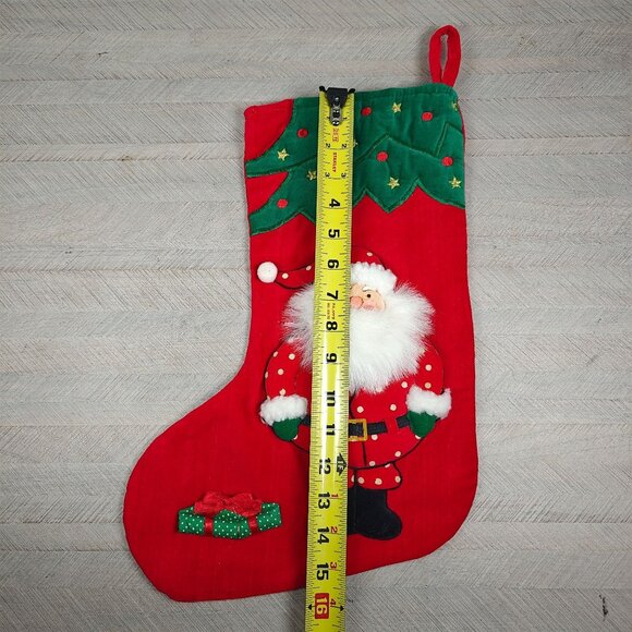 Vintage Handmade Christmas Stocking With Felt 3D Santa Design - Picture 5 of 6